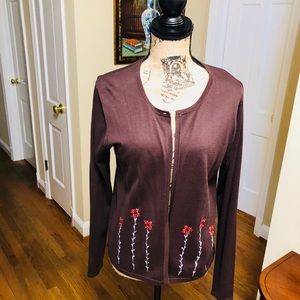 Silk Club Beautiful brown silk / cotton cardigan size Medium